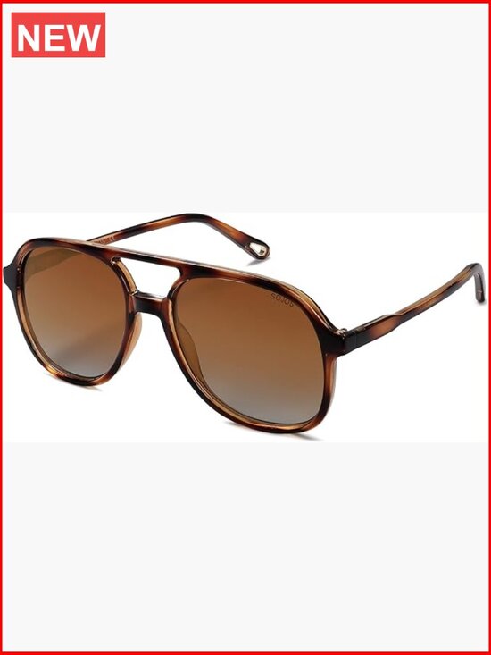 Retro Polarized Aviator Sunglasses Unisex Adult Classic Square main image 6